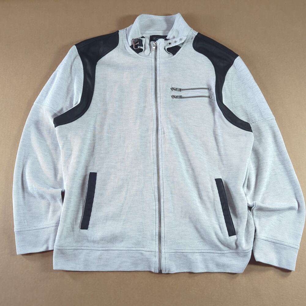 I.N.C. International Concepts Men's XXL Gray Moto Full Zip Mock Neck Sweater